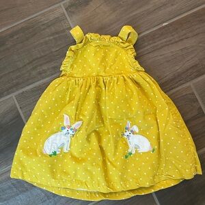 Baby Boden Yellow Dress with White Polka Dots